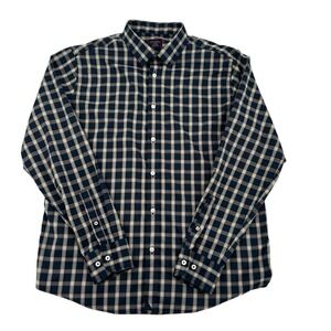 UNTUCKit Men XL Dorin Slim Fit Preppy Office Navy Plaid Button Up Long Sleeve